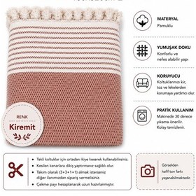 Resim Pamuklu Kaymaz Hasır Dokuma Maxi Boy Kolları Örten Koltuk Örtüsü 180x310 - Kiremit 