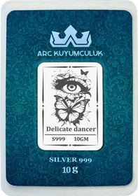 Resim Hediyeye Özel 10 Gram Kelebek Temalı 999 Ayar Gümüş İle Üretilmiş Gümüş Külçesi-753 