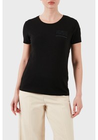 Resim Ea7 Bayan T Shirt 7w000492 Af10373 Uc001 Siyah Siyah 