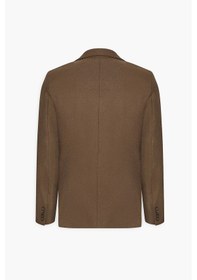 Resim AC&Co / Altınyıldız Classics Erkek Kahverengı Slim Fit Dar Kesim Mono Yaka Armürlü Blazer Ceket Kahverengı 