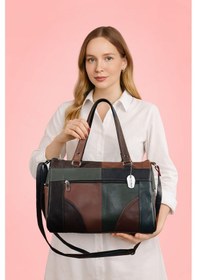 Resim Westbag Hakiki Deri Lüks Kol Omuz Askılı Çapraz Postacı Çok Gözlü Çanta Koyu Çok Renkli 