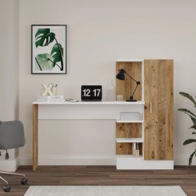 Resim L'occi Concept Luke 153 cm Kitaplıklı Kapaklı Çalışma Masası Raflı Laptop Masası Çam Beyaz LK2-AW 