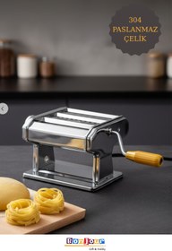 Resim Bonjour Gift & Hobby Paslanmaz Çelik Erişte Makarna Hamur Kesme Makinesi 3 Fonksiyonlu 9 Kademeli 