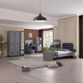 Resim Maison Genç Odası Takımı | Karyola Dolap Çalışma Masası Seti 