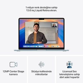 Resim Apple 2025 M4 çipli 13 inç MacBook Air Laptop: 13.6 inç Liquid Retina Ekran, 24GB Birleşik Bellek, 512 GB SSD Depolama, 12MP Center Stage Kamera, Touch ID; Gök Mavisi 