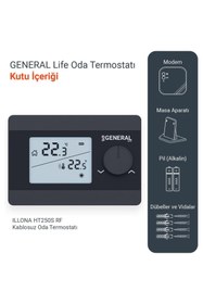 Resim AyrStore ILLONA HT250S RF Kablosuz Oda Termostatı (Siyah) 
