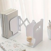 Resim Ayarlanabilir ABS Kitap Standı - Klipsli ve Destekli Yaratıcı Beyaz Geri Çekilebilir Kitaplık, Öğrenciler İçin İdeal, Dayanıklı Malzeme, Birden Fazla Kitap Tutabilir, Okuma Aksesuarı|Modern Kitap Destek|Şık Beyaz Bitiş, Kitaplık Dekorasyonları 
