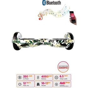 Resim Citymate Hoverboard Elektrikli Kaykay Bluetooth Hoparlörlü 6.5 İnch Yeşil Kamuflaj 