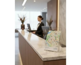 Resim Dora Shopping A6 Broşür Standı Şeffaf | Masaüstü Föylük Broşürlük Taymar C110 | Kafe Resepsiyon Reklam Tutucu Stan 