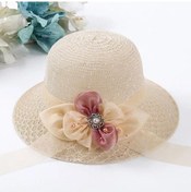 Resim Kadın Güneşlikli Kep Yaz Çiçekli Kurdele Yay Hasır Şapka Güneş Kremi Oymak Plaj Tatil Tatil Anti-uv Şapka Tüm Maç Güneş Şapkası Fildişi 