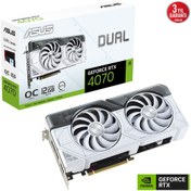 Resim DUAL-RTX4070-O12G-WHITE, 12Gb, 192Bit, GDDR6X, 1xHDMI, 3xDP GAMING Ekran Kartı Asus