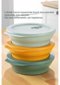 Resim Vienev 3lü 1 Litre Klips Kapaklı Saklama Kabı Seti Renkli 