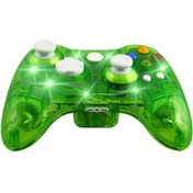 Resim Samdoo Yeşil X360 Konsolu İçin Led Işıklı, Titreşim Ve Duyu Desteği Olan Şeffaf Kablolu Oyun Kolu 