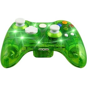 Resim Samdoo Yeşil X360 Konsolu İçin Led Işıklı, Titreşim Ve Duyu Desteği Olan Şeffaf Kablolu Oyun Kolu 