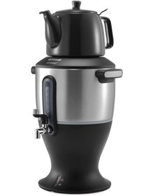 Resim Gri Porselen Demlikli Semaver K-3285Pıgrı 