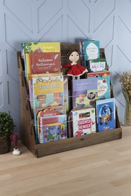 Resim Mingitav Lucky Montessori Ahşap Çocuk Odası 4 Raflı Kitaplık 