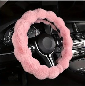 Resim Elmpaly Pembe Peluş Yumuşak Kaymaz Universal Direksiyon Kılıfı Aksesuar Pembe 