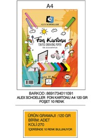 Resim ALEX ALX-00091 FON KARTONU A4 10LU PK 120GR 