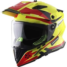 Resim Axor Xcross Dual Vizör Full Face Kask Kırmızı - Parlak Sarı 