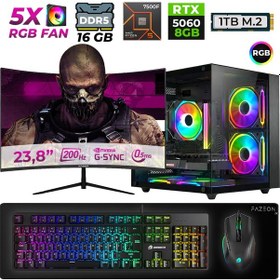 Resim Xaser Live X10 R5-7500F 16 GB 1 TB Nvme SSD 16 GB RTX5060 23.8" Dos Masaüstü Oyuncu Bilgisayarı 