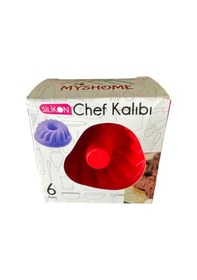 Resim Myshome Silikon Yapışmaz Kek Kalıbı - 30x70x45 Mm - Renkli - 6 Adetlik Paket Renkli 