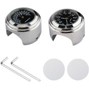 Resim Folinda Motosiklet Bisiklet Atv Saat Ve Termometre - Krom Kasa Siyah Panel - 22-25,4mm Çubuk Uyumlu - Dahili Pil - Zaman Ve Sıcaklık Gösterimi 