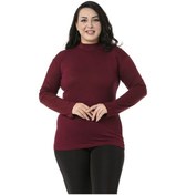 Resim Büyük Beden Yarım Balıkçı Uzun Kollu Viskon Bordo Body-bordo Bordo 