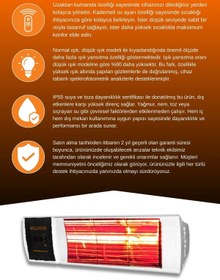 Resim Goldsun Supra Plus 2000 Watt GSS20P Kumandalı Suya Dayanıklı Elektrikli İnfrared Isıtıcı-Beyaz 