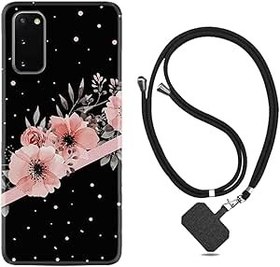 Resim kilifland Samsung Galaxy S20 Fe ile Uyumlu Kılıf Desenli Silikon Boyun Askılı Flowers Dots 1423 