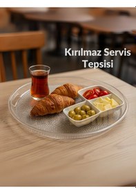 Resim Jet's Home Sunum Tepsisi Kırılmaz Çay Tepsisi Bpa Free Servis Tepsisi Şeffaf 39x39 Cm Şeffaf 