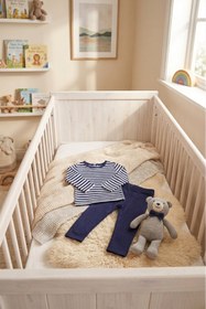 Resim Miespiga Unisex Bebek Lacivert Çizgili Pijama Takımı 