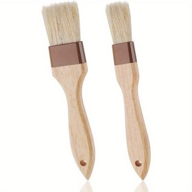 Resim 2 adet Doğal Kıl Pastacılık Fırçası, Kayın Ağacı Saplı, Pişirme için Sos ve Barbekü Fırçaları, Tereyağı, Yağ, Marine, Izgara ve Pişirme, Mutfak Gıda Fırçası (2.54 cm & 3.81 cm), Dayanıklı Yapay Ahşap Sap 