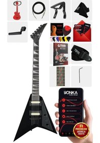 Resim Maxword Dg-28bk V Kasa Gül Klavye 2x Zebra Humbucker Manyetik Yüksek Kaliteli Elektro Gitar 