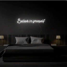 Resim Believe İn Yourself Yazılı Neon Tabela Beyaz 