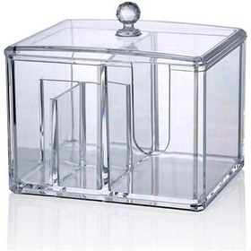 Resim Reedark Akrilik 4 Bölmeli Pamuk Ped Ve Kulak Çubuğu Saklama Kutusu - Makyaj Organizatörü 