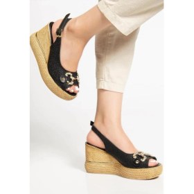 Resim Mareandpanda Caver Siyah Cilt Dolgu Topuk Sandalet 