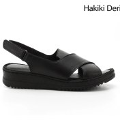 Resim Gönderi R Kadın Siyah Cırt Bantlı Dolgu Topuk Hakiki Deri Sandalet Dyza65145836 Siyah 