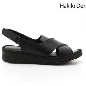 Resim Gönderi R Kadın Siyah Cırt Bantlı Dolgu Topuk Hakiki Deri Sandalet Dyza65145836 Siyah 