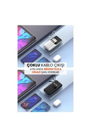 Resim Linkage Lkp-24 10000mah 2xusb, Dahili Micro,type-c Lightning Kablo Lcd Güç Götergeli Powerbank 