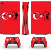 Resim Kt Grup Atatürk Playstation 5 Slim Dijital Versiyon Sticker Kaplama Seti 