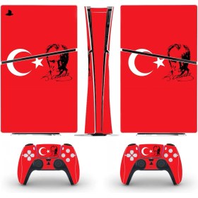 Resim Kt Grup Atatürk Playstation 5 Slim Dijital Versiyon Sticker Kaplama Seti 