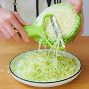 Resim 1 Adet Geniş Ağızlı Paslanmaz Çelik Bıçaklı Çok Amaçlı Lahana ve Hindistan Cevizi Dilimleyici - Yeşil Saplı, Sebzeleri Salata, Dekorasyon ve Yaratıcı Mutfak Tasarımlar İçin Doğrayın 
