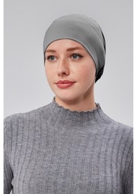 Resim Sonbaharmoda Kadın Tesettür Hazır Pratik Geçmeli Bone Lastikli Kaymaz Füme Füme 