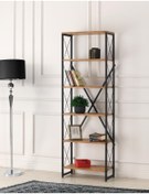 Resim SİVAS GÖZDE MOBİLYA Ferforje Ahşap 5 Raflı Kitaplık 60x30x180 