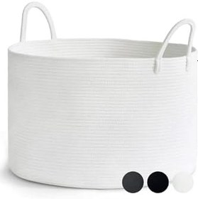 Resim Clover Özel Pamuklu Saplı Jüt Battaniye Sepeti Hasır Oyuncak Sepeti Jüt Çamaşır Sepeti 40-30 Beyaz 40 x 30 