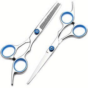 Resim 2'li Set Saç Kesme Makası 15.24 cm Profesyonel Saç Kesme Makası İnceltme Makası Berber Makası Aksesuarları 