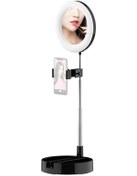 Resim Hombey Usb Beslemeli Led Yüz Aydınlatma Lambası - 3 Renk 10 Parlaklık, 58cm Yükseklik, Çift Fonksiyonlu Makyaj Aynalı Telefon Tutucu Siyah 