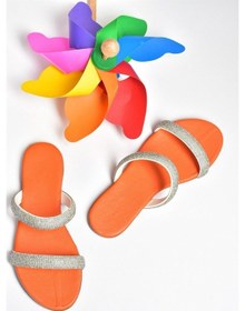 Resim Fox Shoes Turuncu Taş Detaylı Kadın Terlik M272003509 