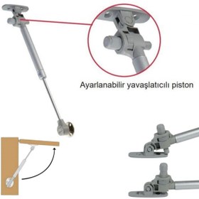 Resim Koçsan Frenli Gazlı Piston Dolap Kalkar Kapak Amorsitörü Mat Gümüş Frenli 100 Newton 