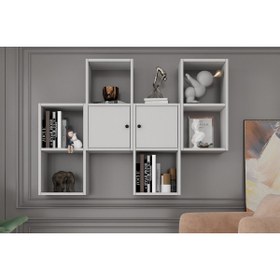 Resim Nettrends Kitaplıklı Kapaklı Duvar Rafı Beyaz 135 Cm Dvr-1067-ç DVR-1067-Çkrc 